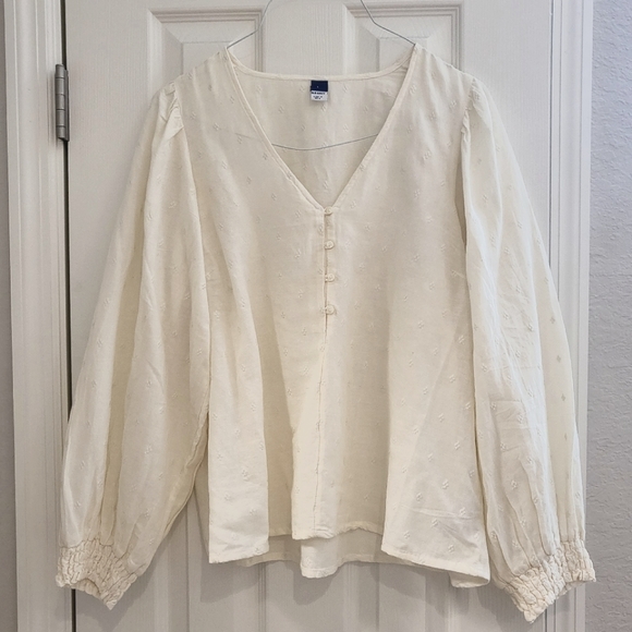 Old Navy Cream Colored Puffy Sleeved Blouse NWT - Picture 1 of 5